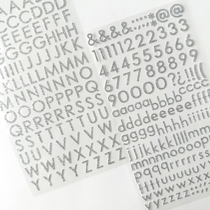 Silver Glitter Letter & Number Stickers Set, Craft Supplies, Craft ...