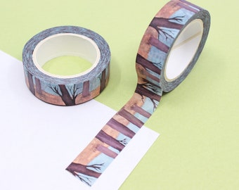 Nordic Brown Tree Trunk Forest Tree Washi Tape, Unique View of Forest Tape, Autumn Forest Journal Craft Supplies | BBB Supplies | R-GH1-044