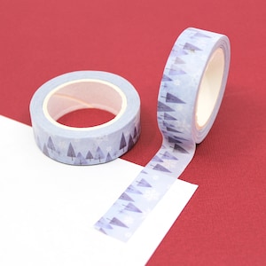 Cinta Washi con patrón de árbol de bosque de invierno azul, cinta artesanal de copo de nieve azul y árboles de Navidad, suministros de envoltura de regalo / BBB SUPPLIES / R-AL116-15