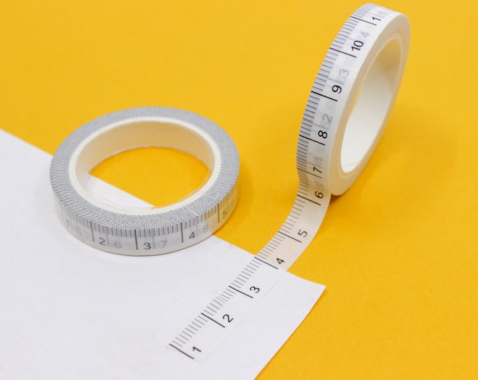 Black and White Tape Measure Pattern Washi Tape, Narrow Measuring Tape
