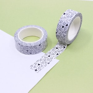 Black and White Heart Washi Tape, Valentine Washi Tape,  Love Washi, Wedding Tapes, Modern Hearts Tapes & Stickers | BBB Supplies | R-GH1512