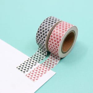 Czarna lub czerwona taśma Washi z drobnym wzorem trójkątów, taśma Washi z geometrycznym wzorem, taśma Washi z geometrycznym trójkątem // BBBsupplies // R-ZH2208 / R-ZH2212