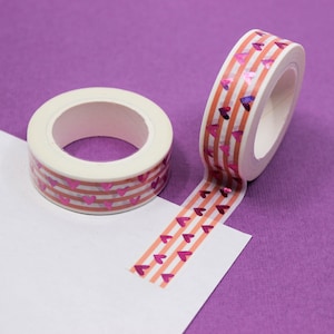 Raya rosa con cinta Washi de corazones de lámina rosa, cinta artesanal de amor de corazones de San Valentín, cinta Washi de lámina de corazón // Suministros BBB // R-GH4-004