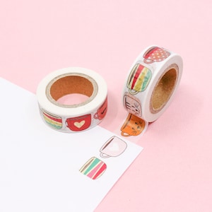 Niedliche Kaffeetasse Washi Tape, Schnurrbart Tasse, Smiley Tasse, Teetasse Charakter Washi, Bunte Kaffeetasse Band | Zubehör | R-ZH2040