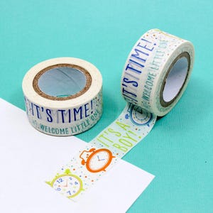 It&#39;s a Boy Washi Tape, It&#39;s Time for Baby Boy Washi Tape, Welcome Baby Washi, New Arrival Baby Shower Washi Tape | BBB Supplies | R-M178