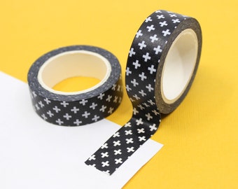 Black & White Modern Cross Washi Tape, Swiss Cross Style Tape, Modern Multiple Crosses Washi, Bible Journaling | BBB Supplies | R-GH231