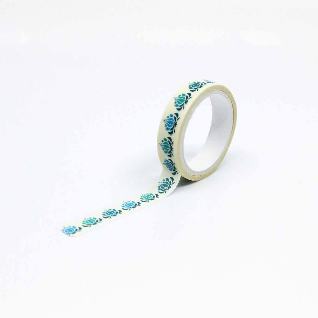 Blue Lotus Flower Washi Tape, Yogi Pattern Washi Tape, Zen Yoga