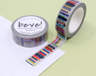 Book Stack Pattern Washi Tape, Library Books Paper Tape, Books Tape, Book Reading Log BUJO Journal Spread Tape | BBB Supplies | R-RBV011