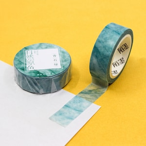 Kristalgroene steenpatroon Washi Tape, groenblauwe marmeren ambachtelijke tapes, kaarten maken, groene aquarelplannertapes | BBB-LEVERINGEN | R-FC013
