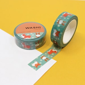 Green Cute Corgi Dog Washi Tape, Dog Lover Washi, Pet Paper Tape, Puppy Dog Journaling Tapes, Animal Lover Tapes | BBB Supplies | R-RGW015