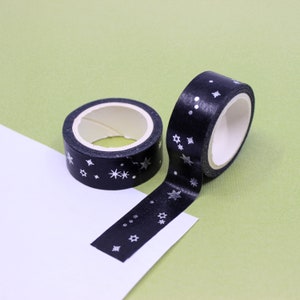 Silver Snowflake Starry Sky Pattern Washi Tape, Silver Foil Snowflake Washi Tape, Winter Snowflake Washi Tape | BBB Supplies | R-FT004
