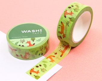 Woodland Foxes Washi Tape, Woodland Creatures Washi, Animal Lover Craft Tapes, Forest Fox Planner Tapes & Stickers | BBB Supplies | R-RGW043