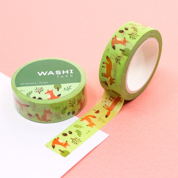 Woodland Foxes Washi Tape, Woodland Creatures Washi, Animal Lover Craft Tapes, Forest Fox Planner Tapes & Stickers | BBB Supplies | R-RGW043