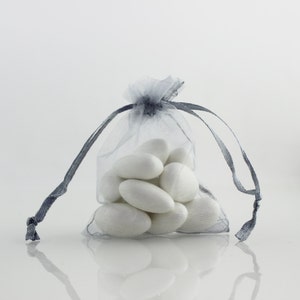 Grey Organza Bag, Multiple Sizes, Gray Sheer Favor Bags, Wedding Favor Bag, Sheer Drawstring Jewelry Pouch, Party Gift  // R-O-G003/2/1