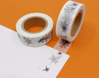 Black and White Spider Web Pattern Washi Tape, Halloween Spiders Web Tape, Spider Washi Tape, Creepy Spider Web | BBB Supplies | R-ZH1769