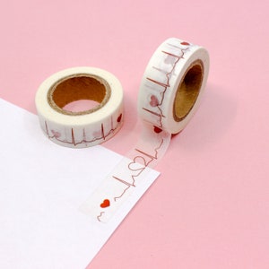 Leuke washitape met hartslagpatroon, mijn hart klopt voor jou washi, washi voor valentijnskaarten, trouwtapes, tape met hartjes kloppen | BBB-benodigdheden | R-ZH2227