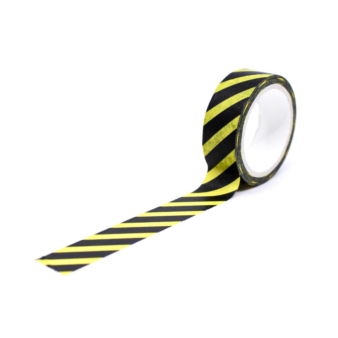 Yellow & Black Diagonal Stripe Washi Tape, Japanese Sticky