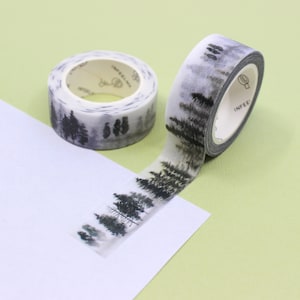 Ruban adhésif washi adhésif paysage forestier ombragé, ruban adhésif artisanal arbres superposés, washi à la limite des arbres forestiers, rubans adhésifs pour organisateur d'arbres | Fournitures BBB | R-AL112