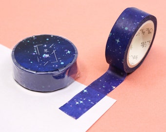 Blue Stars Pattern Washi Tape, Astronomy Stars Outer Space Craft Tapes, Starry Sky Constellation Planner Tapes | BBB SUPPLIES | R-FC019