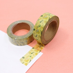 Gele citroen patroon Washi tape, tropisch fruit citroen citrus Washi tape, zomerfruit ambachtelijke benodigdheden tape | BBB-benodigdheden | R-GH828