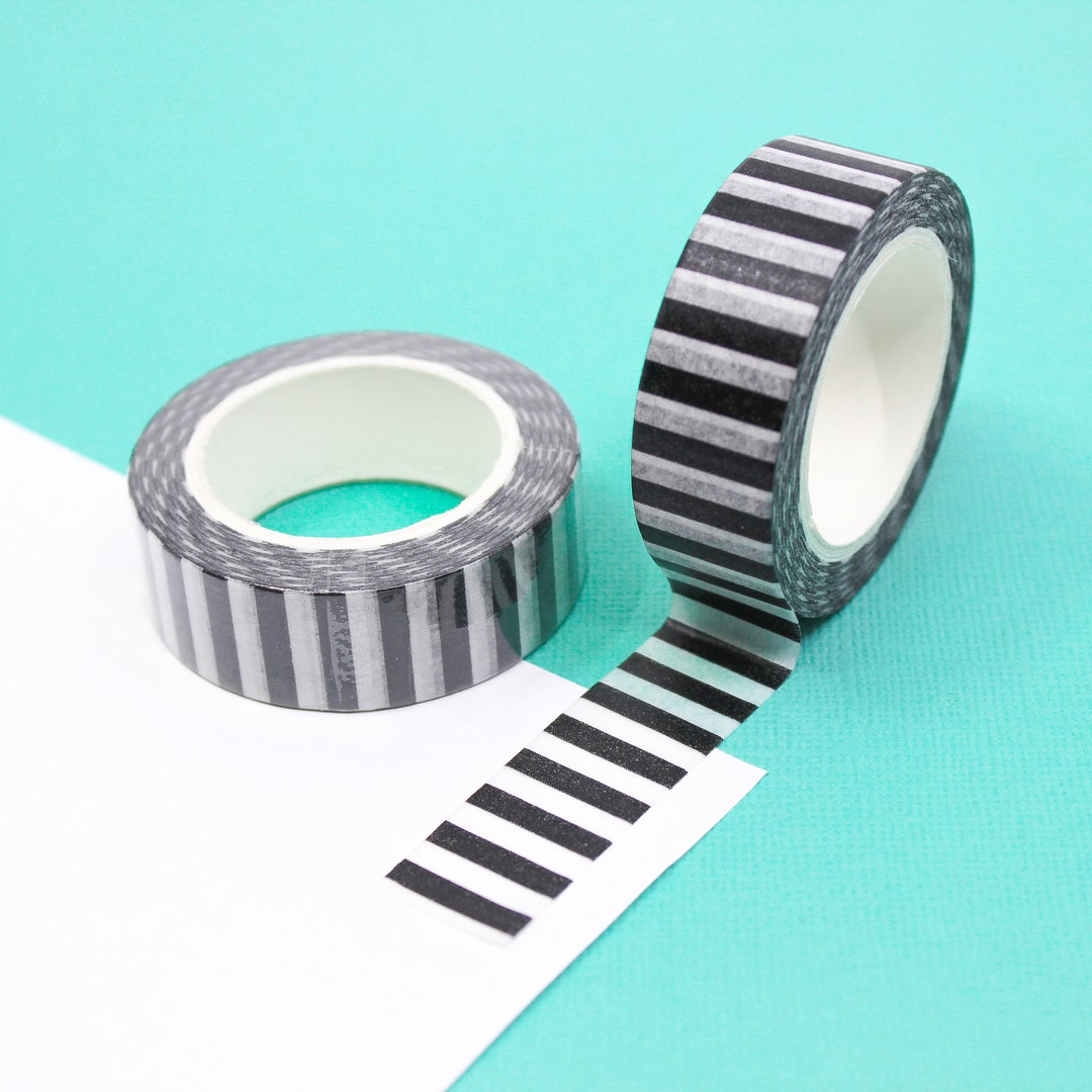 Black & White Modern Sideways Stripe Washi Tape, Black and White ...