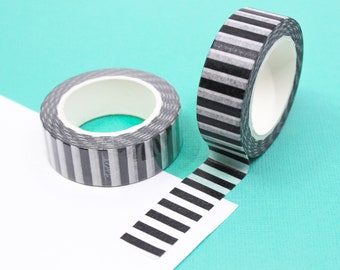 Black & White Modern Sideways Stripe Washi Tape, Black and White Striped Washi, Black White Stripes Washi Tape | BBB Supplies | R-GH115