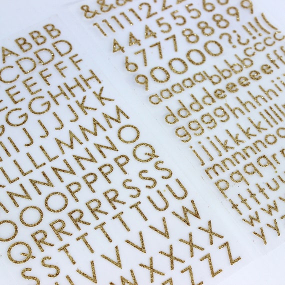 Gold Glitter Letter & Number Stickers Set Scrapbooking Craft | Etsy