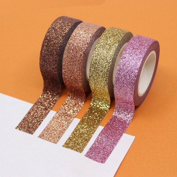 Autumn Colors Glitter Washi Tape, Choice of Brown Glitter, Gold Glitter, Orange Glitter, Blush Pink Glitter Tapes | BBB Supplies | R-AL087