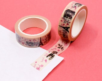 For the Love of Paris Washi Tape, Travel Craft Tape, Amour Croissant Washi Tape, Paris Travel Journal Planner Tapes | BBB SUPPLIES | R-AL163