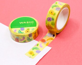 Tropical Fruits Washi Tape, Cute Banana Pineapple Grocery List Washi, Unique Fruit and Vegetable Planner Tapes | BBB Supplies | R-RGW051