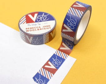Vote Phrase Washi Tape, Rock the Vote Ballot Paper Tape, Aye or Nay Tape, Red White & Blue American Vote Tapes | BBB Supplies | R-RJW011