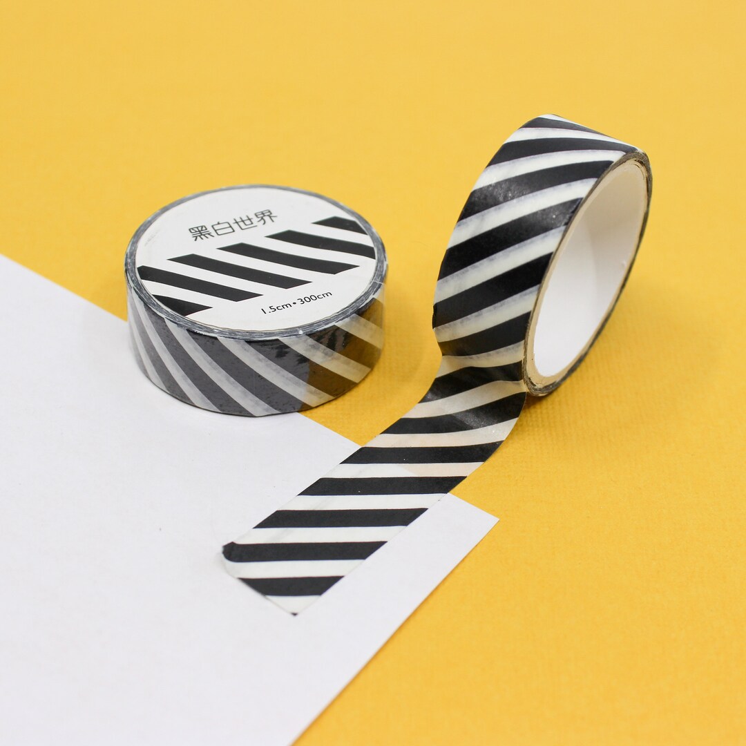 Basic Black and White Stripe Pattern Washi Tape, Stripes Washi Tape, B ...