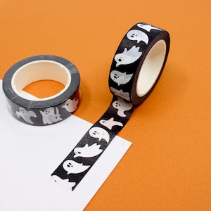Ruban adhésif ruban adhésif Halloween motif fantômes mignons, ruban adhésif en papier fantôme blanc Halloween, ruban adhésif Washi fantôme effrayant mignon / / BBB Supplies / / R-GH2-023