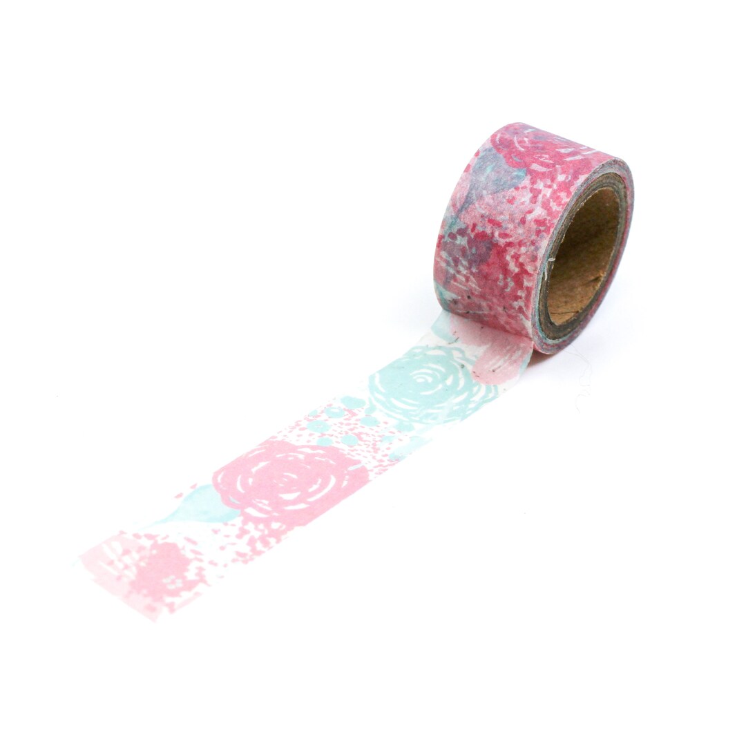 Sponge Stamp Delicate Pink Peony Floral Pattern Washi Tape - Etsy