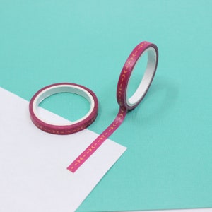 Dünnes Rosa Pfeil Washi Tape, Halbmond Form Muster Washi Tape, Rosa Design Narrow Washe, Planer Tapes | Zubehör | R-M204