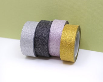 Neutral Glitter Washi Tape, Choice of Black Glitter, Gold Glitter, Silver Glitter, Rose Gold Glitter Washi Tapes | BBB Supplies | R-AL087