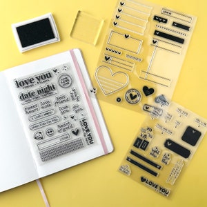 Love Stamps, Heart and Love Journal Stamps, Planner Calendar Love Stamp Set, Date Night Planner Stamps, XO Stamps | BBB Supplies | SP021