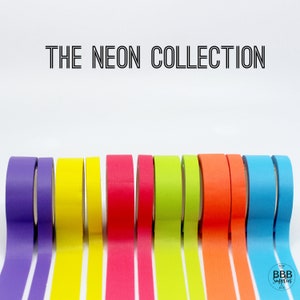 Neon Thick + Thin Washi Tape Set, Neon Pink Tape, Florescent Yellow, Neon Blue, Neon Orange Tapes, Neon Green Washi | BBB Supplies | R-ST013