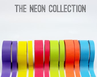 Neon Dickes + Dünnes Washi Tape Set, Neon Pink Tape, Fluoreszierendes Gelb, Neon Blau, Neon Orange Tapes, Neon Grünes Washi | AGB und Widerrufsbelehrung R-ST013