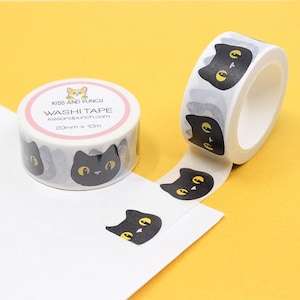 Washi Tape Adorable Chat noir, Ruban adhésif Washi Chat Halloween, Ruban adhésif Washi Chat Noir Souriant, Rubans adhésifs Pour Chats Et Fournitures Pour Agenda | Fournitures BBB | R-RKP-003