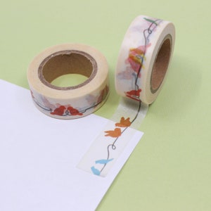 Colorful Cute Birds on a String Washi Tape, Love Birds Washi Tape, Animal Lover Washi, Song Bird Washi | BBB Supplies | R-ZH1854