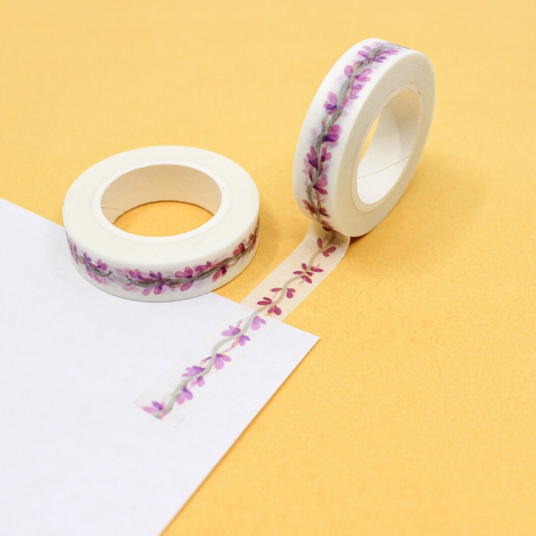Purple Flower Pattern Washi Tape, Purple Floral Washi Paper Tape, Thin