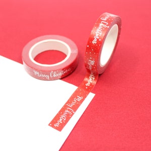Rood en zilverfolie cursief Merry Christmas Washi Tape, Christmas Craft Tape, Scrapbooking Supply, Cadeauverpakking | BBB-benodigdheden | R-GH3-003
