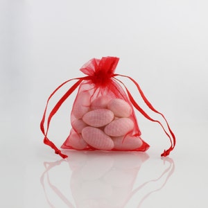 Red Organza Bag, Multiple Sizes, Sheer Favor Bags, Wedding Favor Bag, Sheer Drawstring Jewelry Pouch, Party Gift, Gift Wrap // R-O-R003/2/1