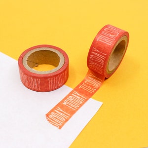 Days of the Week Banner Washi Tape, Orange Week Day Calendar Tapes, Days of the Week Planner Tapes and Stickers | BBB SUPPLIES | R-M047