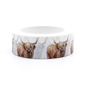 Highland Cow Pattern Washi Tape, Bos Taurus Tape, Rustic Beef Cattle