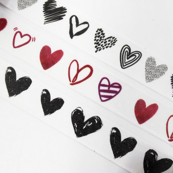 Hand Drawn Sketchy Heart Washi Tape, Valentine Washi, Love Washi