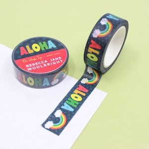 Aloha Hawaii Pattern Washi Tape, Rainbow Aloha Adhesive Tape, Scrapbooking Craft Supplies Journaling Paper Tape | BBB Supplies | R-RJW008