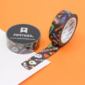 Nastro washi colorato con oggetti di Halloween, nastro di carta per caramelle di Halloween, nastri per calendario e planner con motivo "dolcetto o scherzetto" / BBB Supplies / RPX051