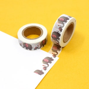 Fita Washi de elefante para bebê e mamãe, fita Washi para elefantes, Washi para família de elefantes, fita para animais de safári | Suprimentos BBB | R-ZH1639